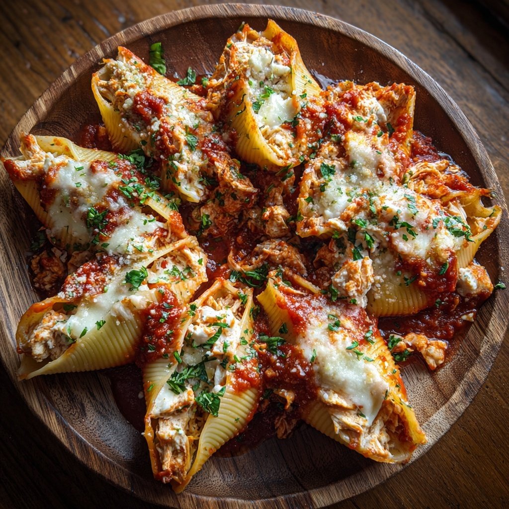 Shredded Chicken And Cheese Stuffed Shells