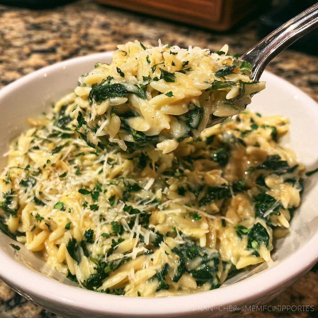 Creamy Spinach Orzo with Lemon
