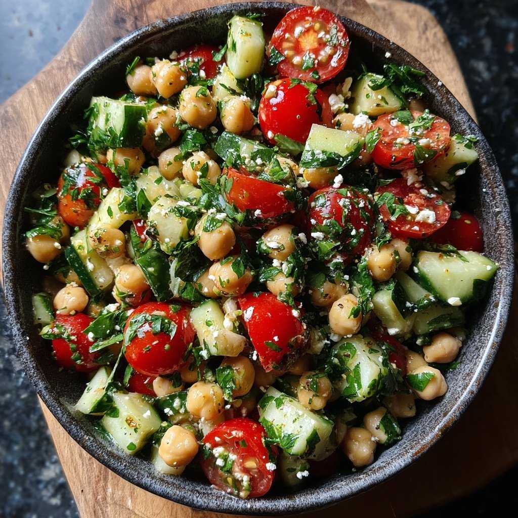 Mediterranean Chickpea Salad With Cucumber