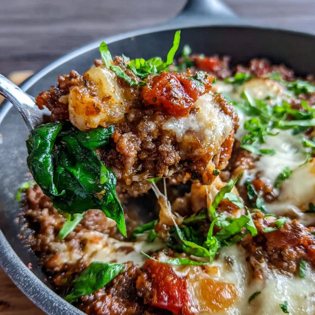 Ground Beef And Spinach Skillet