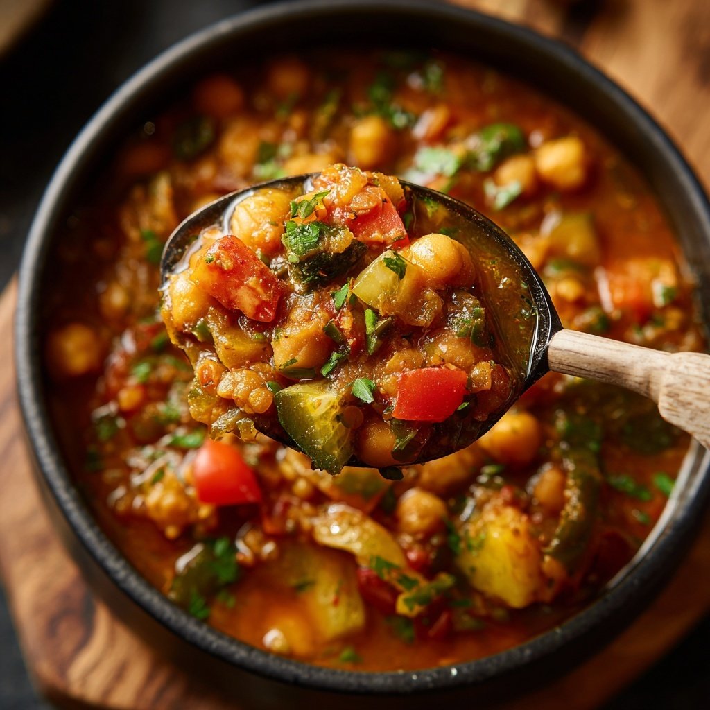 Healthy Crockpot Moroccan Lentil Chickpeas
