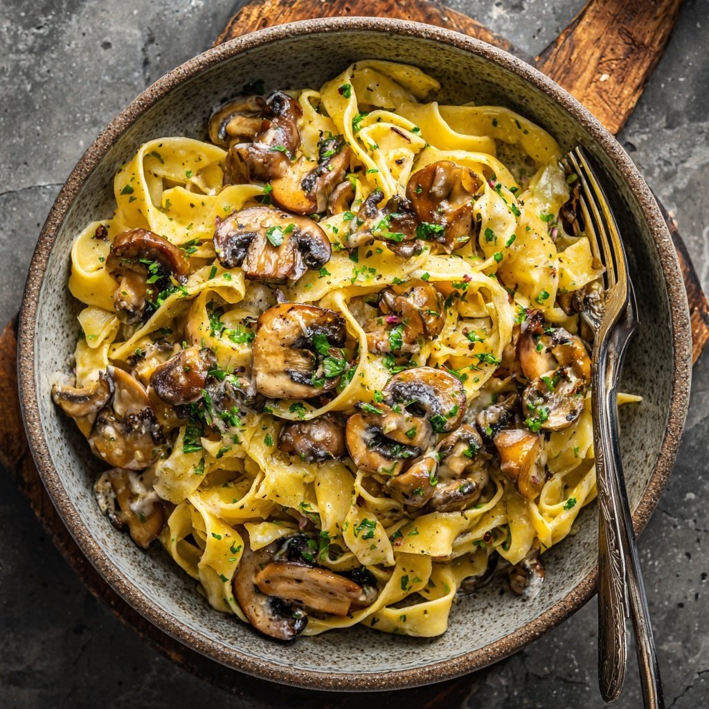 Romantic Creamy Mushroom Tagliatelle
