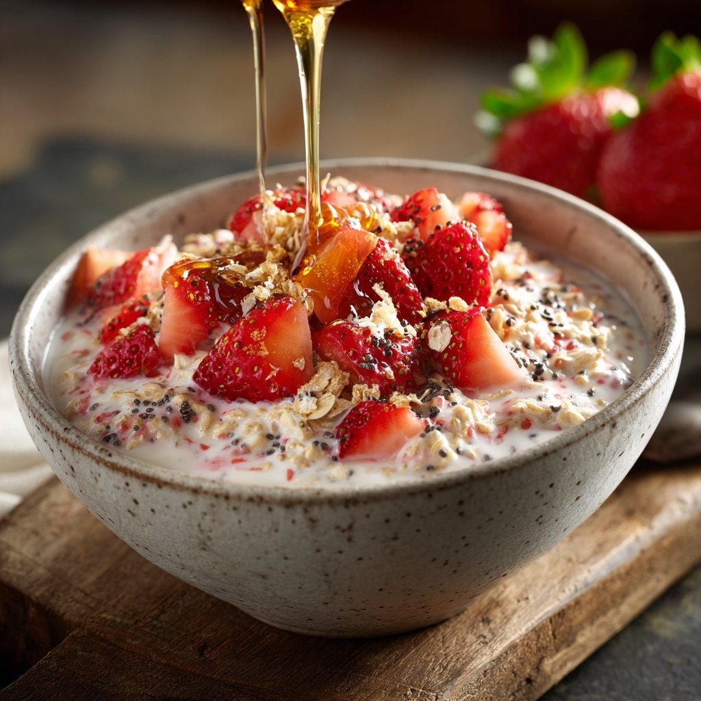 Strawberry Cheesecake Oats With Chia