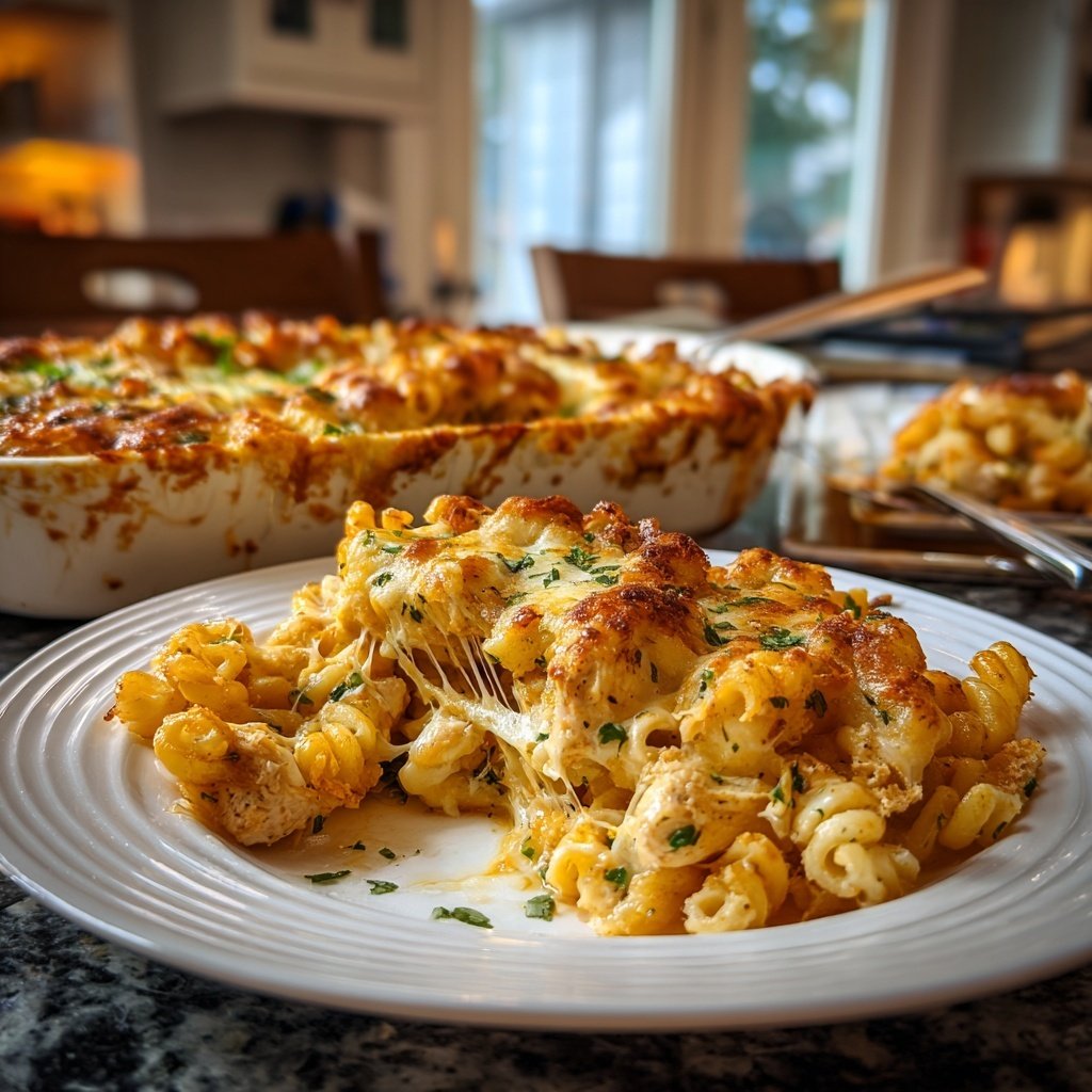 Creamy Garlic Chicken Pasta Bake