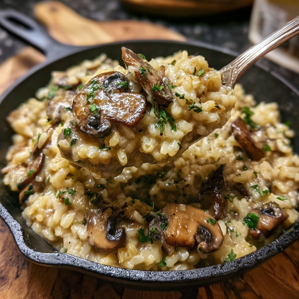 Creamy Mushroom Rice with Garlic Oil
