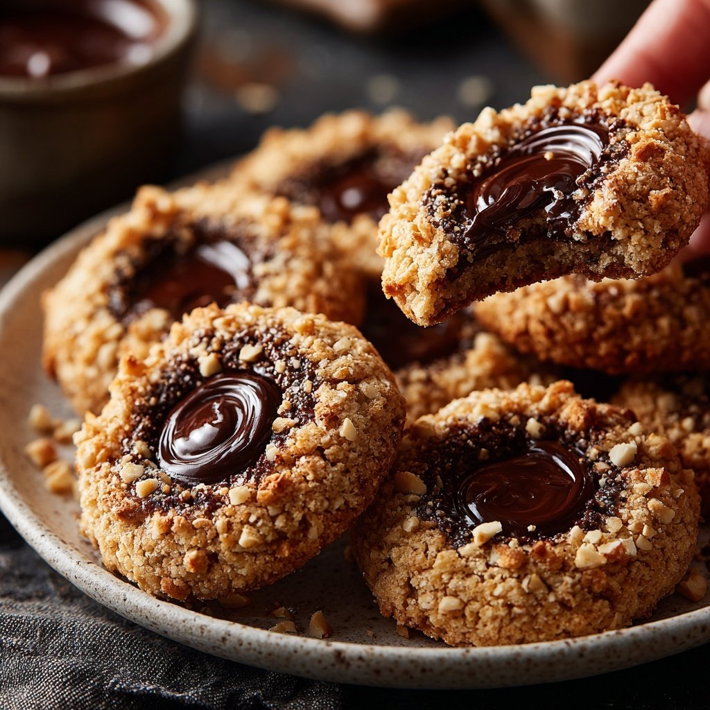 Chocolate Hazelnut Thumbprint Cookies