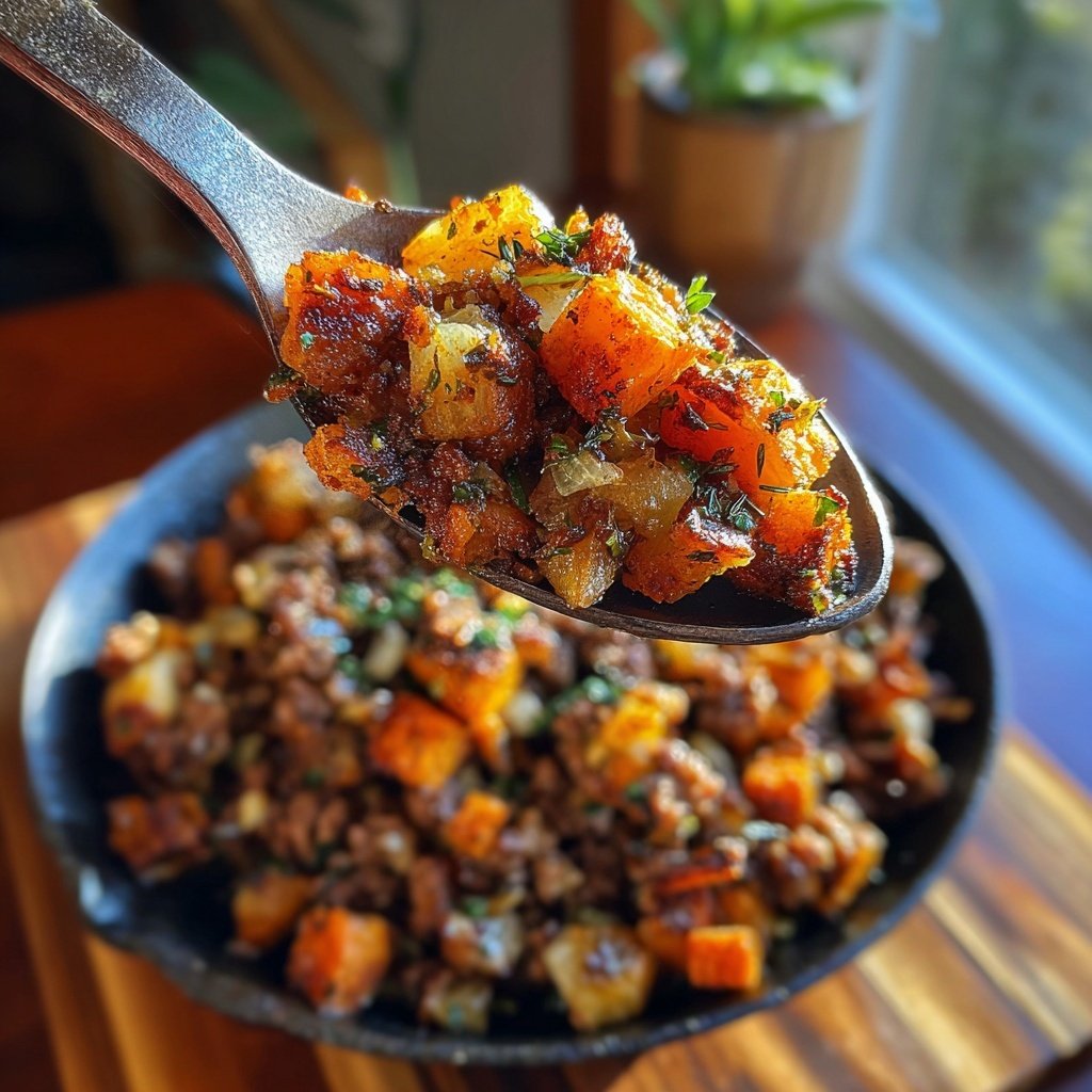 Ground Beef And Sweet Potato Hash